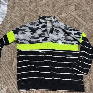 BiBi Men's Zip Up Sweater in Camouflage and Stripes